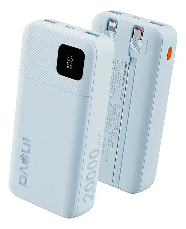 Carregador Portátil Power Bank Turbo inova 20000mah 22.5w Com Display Digital Usb-c / Usb-a Carga Rápida - Azul