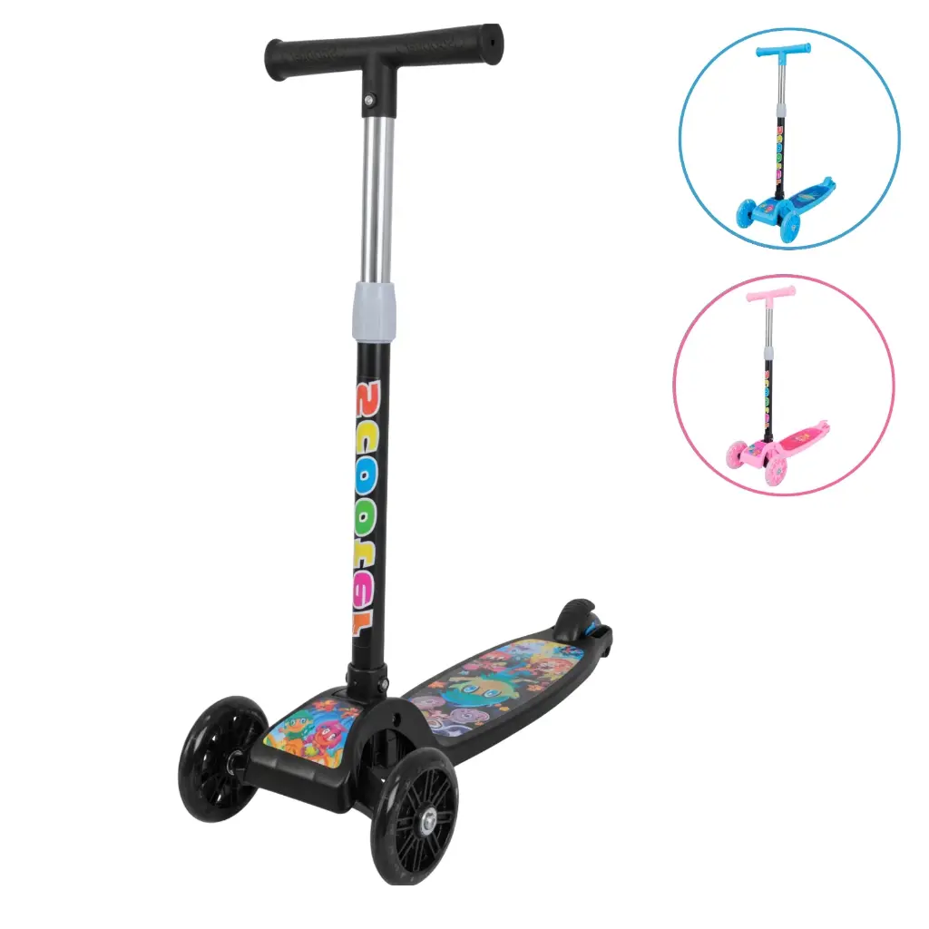 Patinete infantil 3 rodas com led ajustável scooter dobrável menino menina - 1