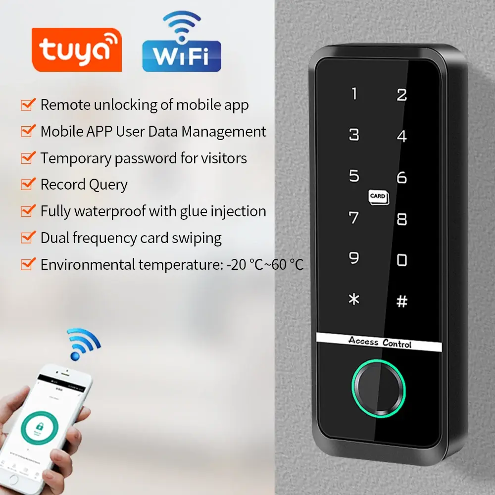 Tuya fechadura inteligente para porta, controle de acesso por impressão digital, segurança doméstica, abridor de portão eletrônico, teclado rfid, leitor magnético de dígitos biométricos