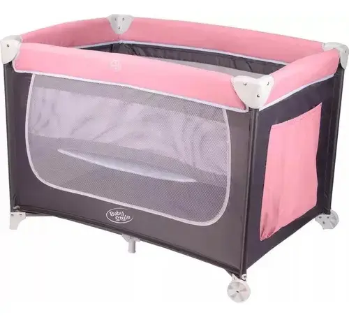 Berço De Bebe Chiqueirinho Mosquiteiro Infantil Cercado Cor Rosa