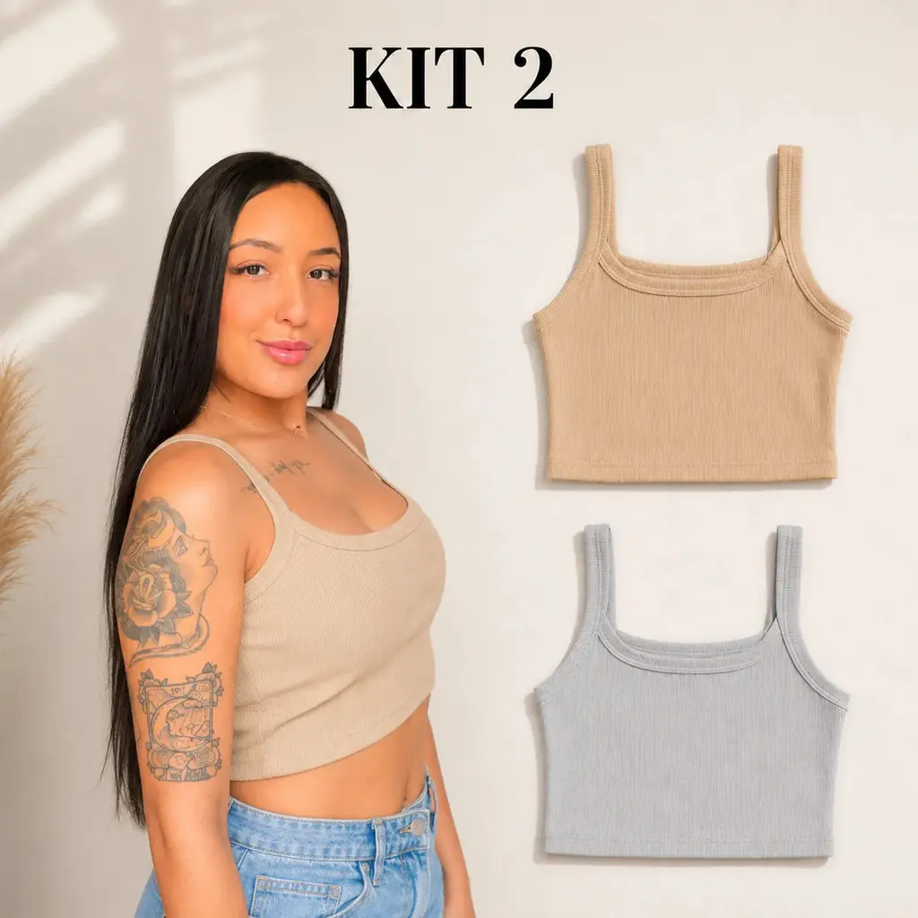 Kit 2 Regata Top/cropped Femenina Canelada Forrada Basic Mod - 1