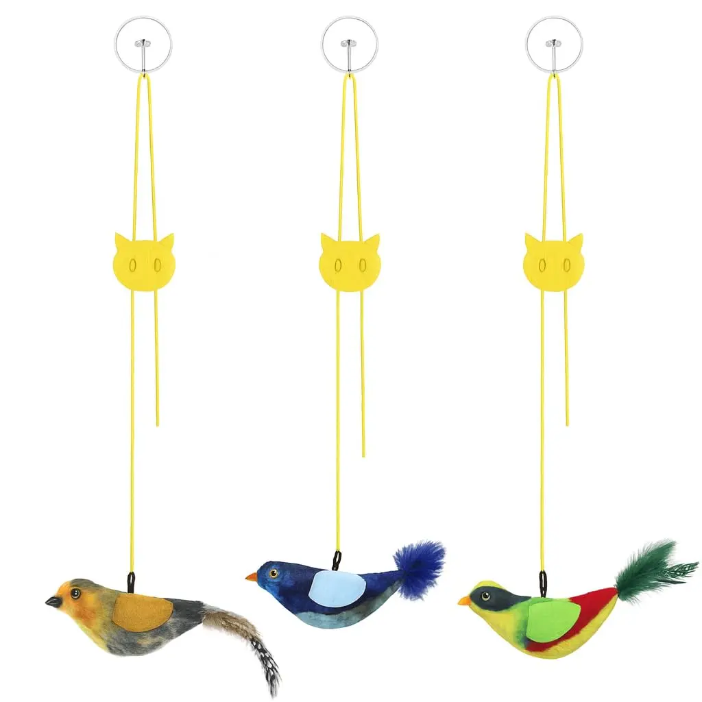 Kit 3 Pássaros de Brinquedo para Gatos para Porta | 3 em 1, Catnip, Movimento Dinâmico para Porta, Antitédio para Gatos de Interior
