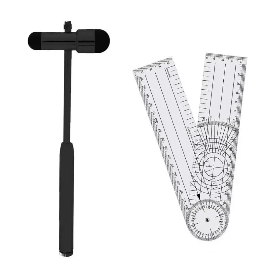 Kit Martelo Neurologico Buck Taylor, Regua Goniometro e Fita Metrica Fisioterapia Estudante (All Black + Goniometro) - 1