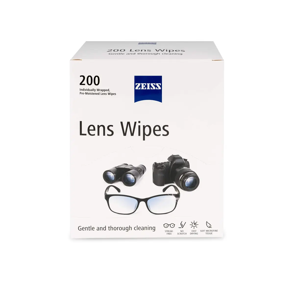 Lenços de limpeza de óculos ZEISS – 200 lenços pré-umedecidos para limpeza de óculos - 1
