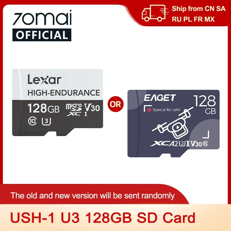 Alta resistência micro sd 32gb 64gb 128gb cartão tf USH-3 para 70mai 4k traço cam a810 a800se a800s a510 a500s m310 s500 cartão eaget