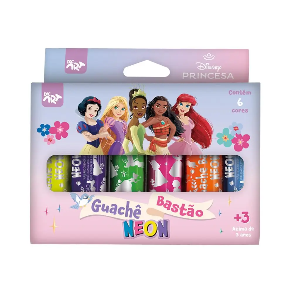 DAC - Guache Bastão Neon com 6 Cores - Princesas - 1