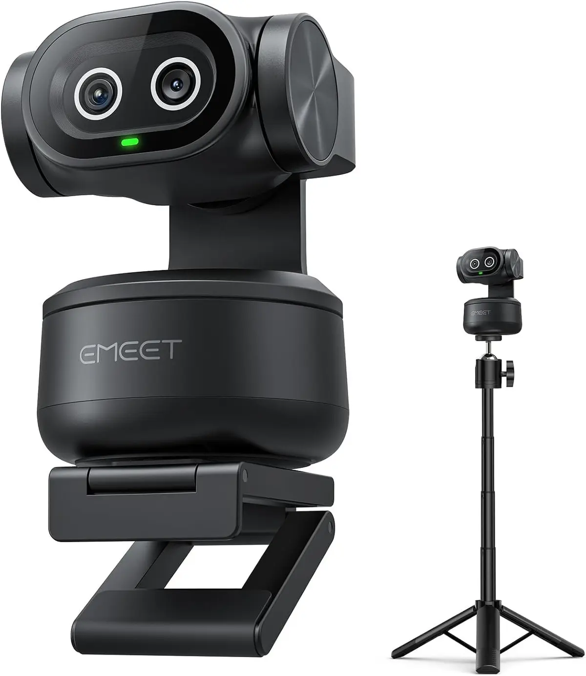 EMEET PIXY Câmera PTZ Dual com IA, 4K com Tripé, Rastreamento de IA, PDAF e Foco Automático por 0.2s, Sensor 1/2.55'', 3 Microfones, Predefinições, para Streaming, Compatível com OBS/Twitch/Switch 2