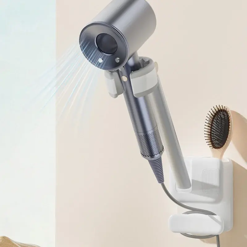 Suporte de Parede para Secador de Cabelo Sem Furos, Organizador de Armazenamento para Banheiro, Acessório Doméstico para Banheiro