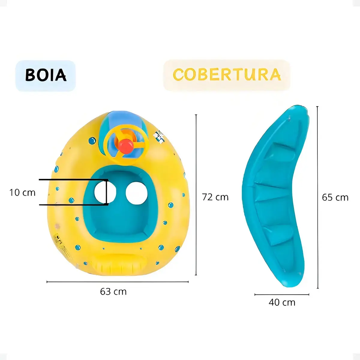 Boia Bote Bebê Infantil Inflável Piscina Com Cobertura De Proteção UV Cor Azul/amarelo Indue Variedades thumbnail 5