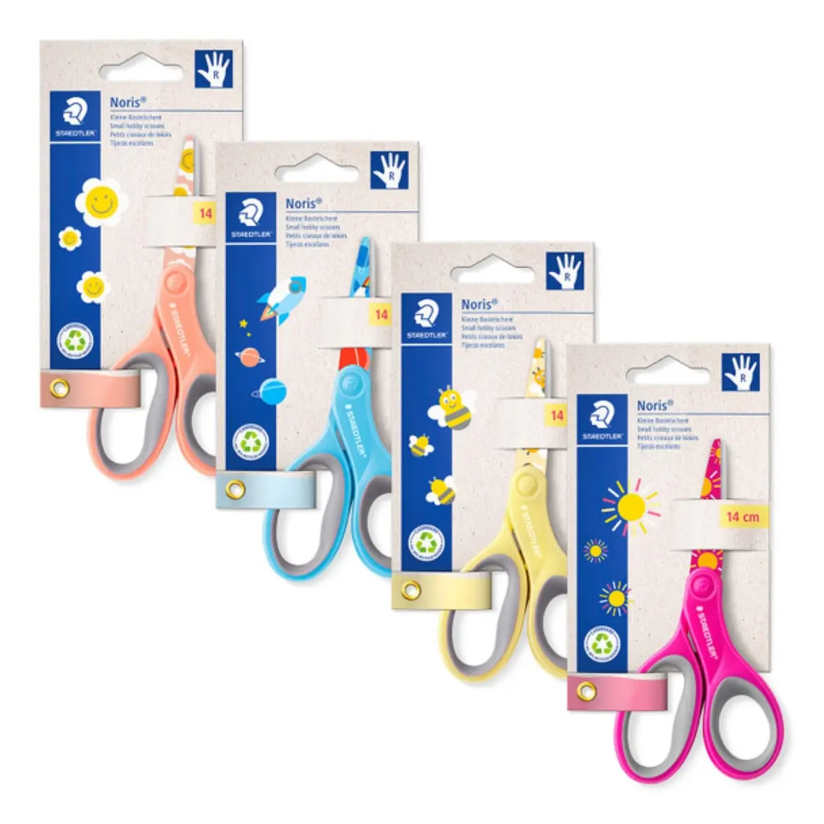 STAEDTLER Noris 965 14P BK Tesoura para artesanato, cartão de cartão com 1 tesoura, 4 cores sortidas