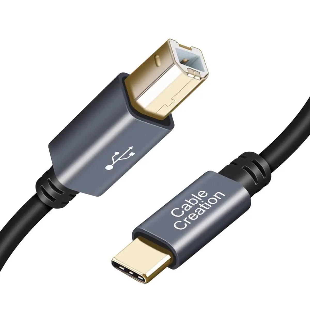 CableCreation Cabo USB B para USB C para impressora 3 metros, cabo MIDI | Cabo USB-C para USB-B para impressora, para controlador MIDI de piano digital Yamaha Casio, DJ, cinza espacial