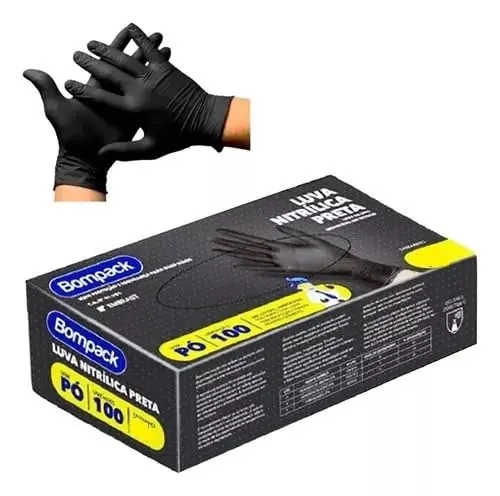 Luva Nitrilica Bompack Preta P(7) C/100 - 1