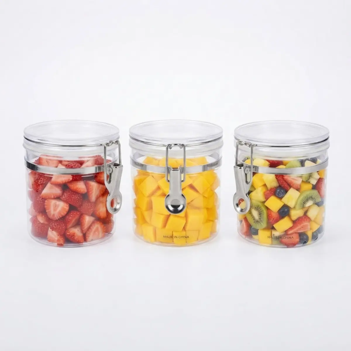 Kit 3 Potes Herméticos Acrílico 550ml com Trava Inox Organizador - 1