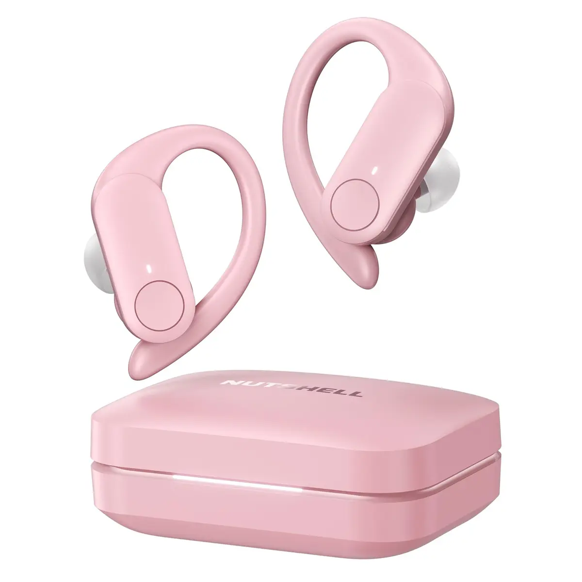 NS18 Fones de Ouvido Bluetooth para Treino - 12 Horas de Bateria, À Prova de Suor, App Personalizável, Drivers de 13mm com Graves Potentes, Microfone para Chamadas Claras (Rosa)