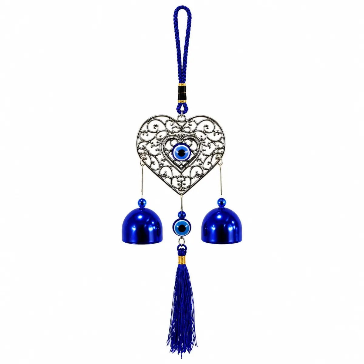 Sino De Vento Decorativo Com Olho Grego Para Porta Janela Varanda Jardim | 31cm Som delicado Para Casa Nova Consultório Espaço De Bem-Estar Terapêutico - 1