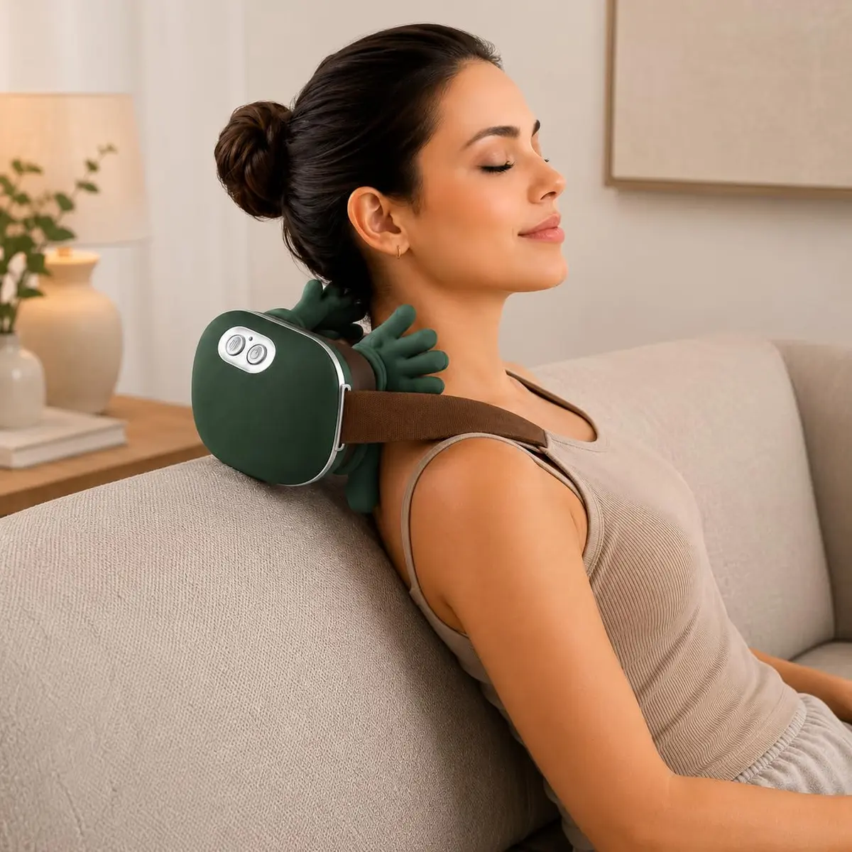 Massageador Mãozinha Elétrico Recarregável USB Portátil | Com Aquecimento, Para Pescoço Ombro e Lombar, Relaxamento Muscular, Intensidade Ajustável