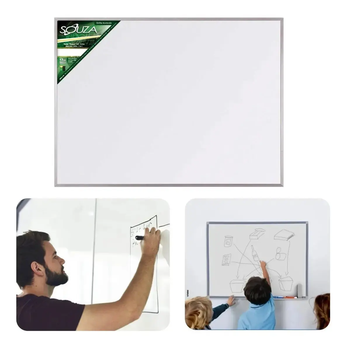 Quadro Branco Standard 70x50 Moldura Alumínio Souza - 1