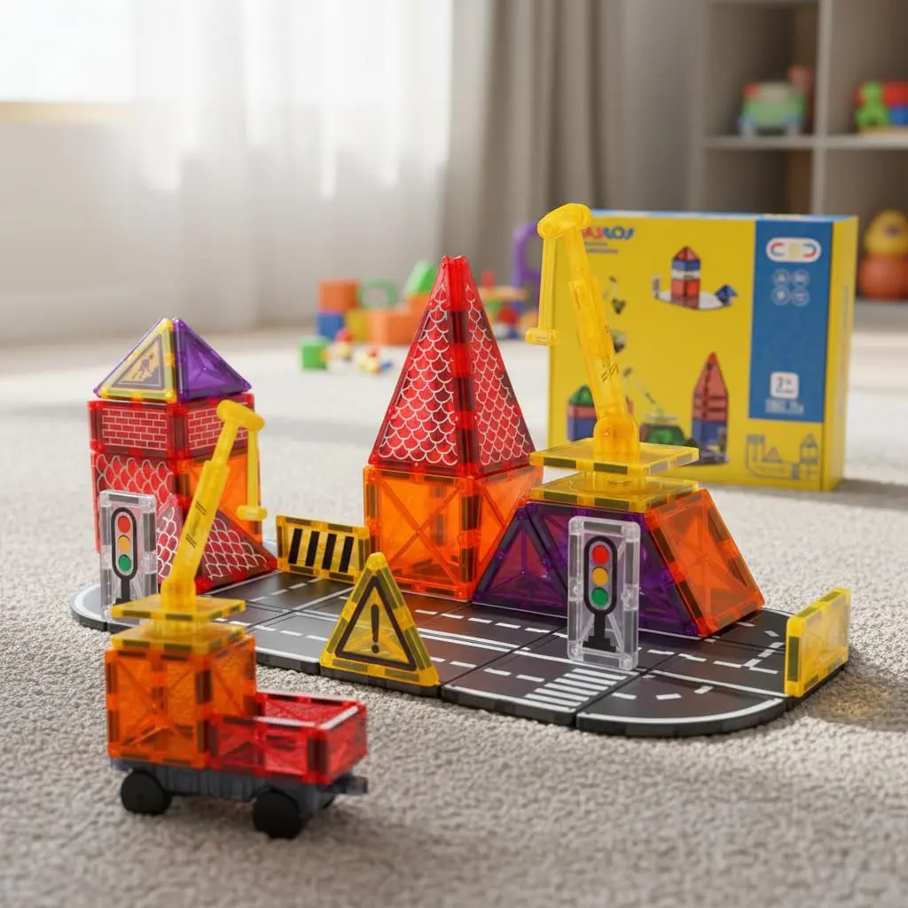 Blocos de Montar Magnéticos Construção STEM Brinquedos Infantil (68 Peças)