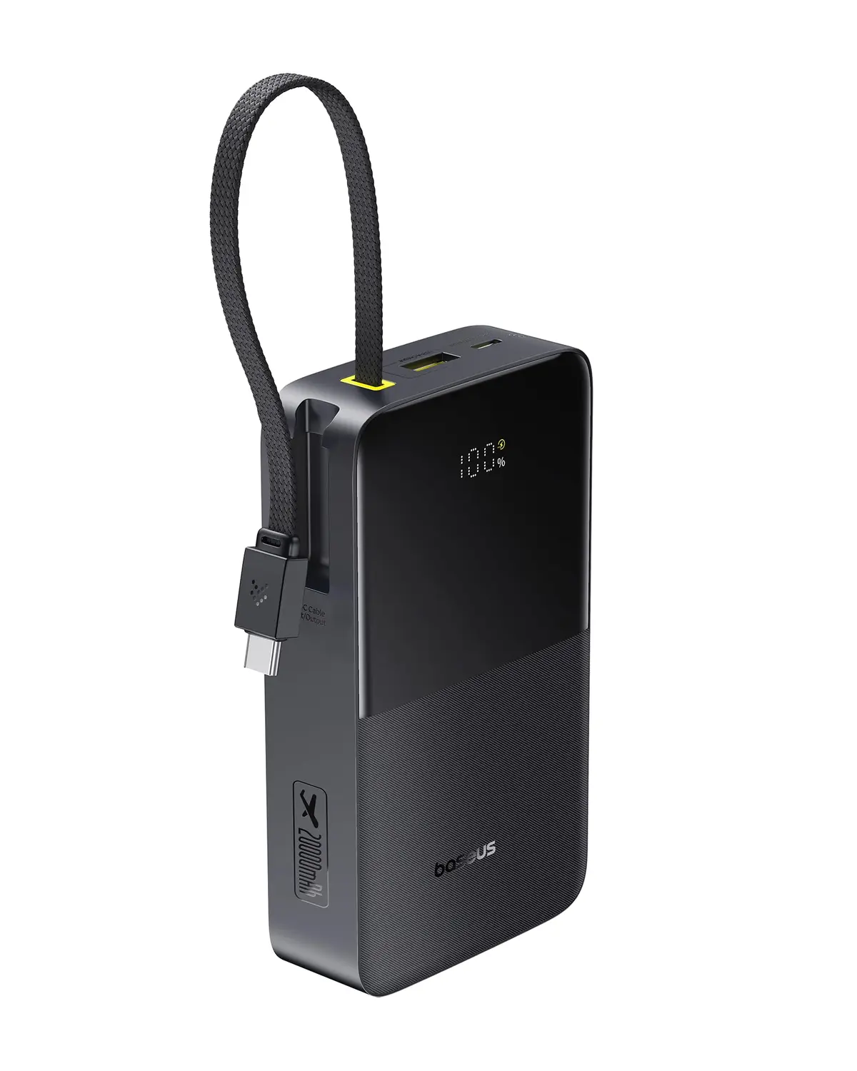 Baseus Power Bank EnerFill FC51 Bipow2 Pro com Display Digital e Cabo Embutido 20000mAh 22.5W, Preto Cósmico