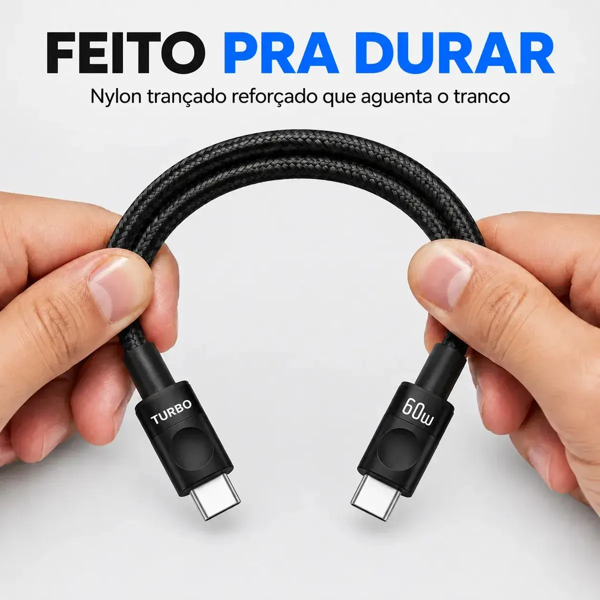 Cabo Carregador Usb-c Tipo C Turbo 60w Carga Rápida Nylon Trançado Premium 1M Reforçado Resistente Compatível Samsung Xiaomi Motorola iPhone 15 16 17 Notebook Tablet Transferência Dados Eletric Teck thumbnail 6