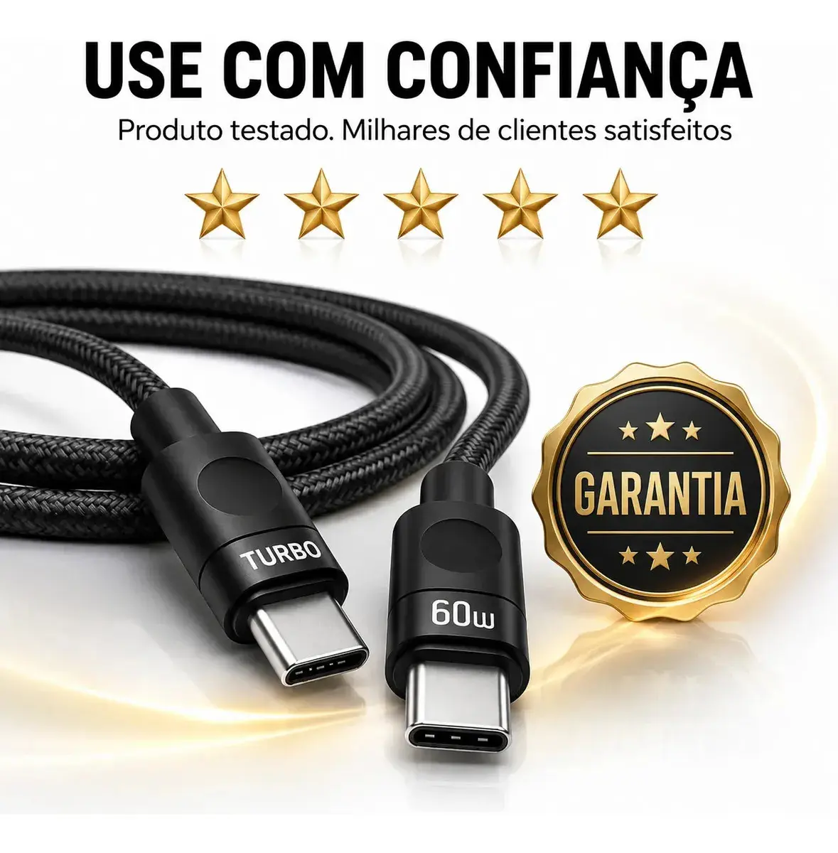 Cabo Carregador Usb-c Tipo C Turbo 60w Carga Rápida Nylon Trançado Premium 1M Reforçado Resistente Compatível Samsung Xiaomi Motorola iPhone 15 16 17 Notebook Tablet Transferência Dados Eletric Teck thumbnail 8