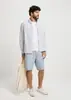 【Tam.: 36 52】bermuda básica masculina chino em tecido fio tinto - azul - 1