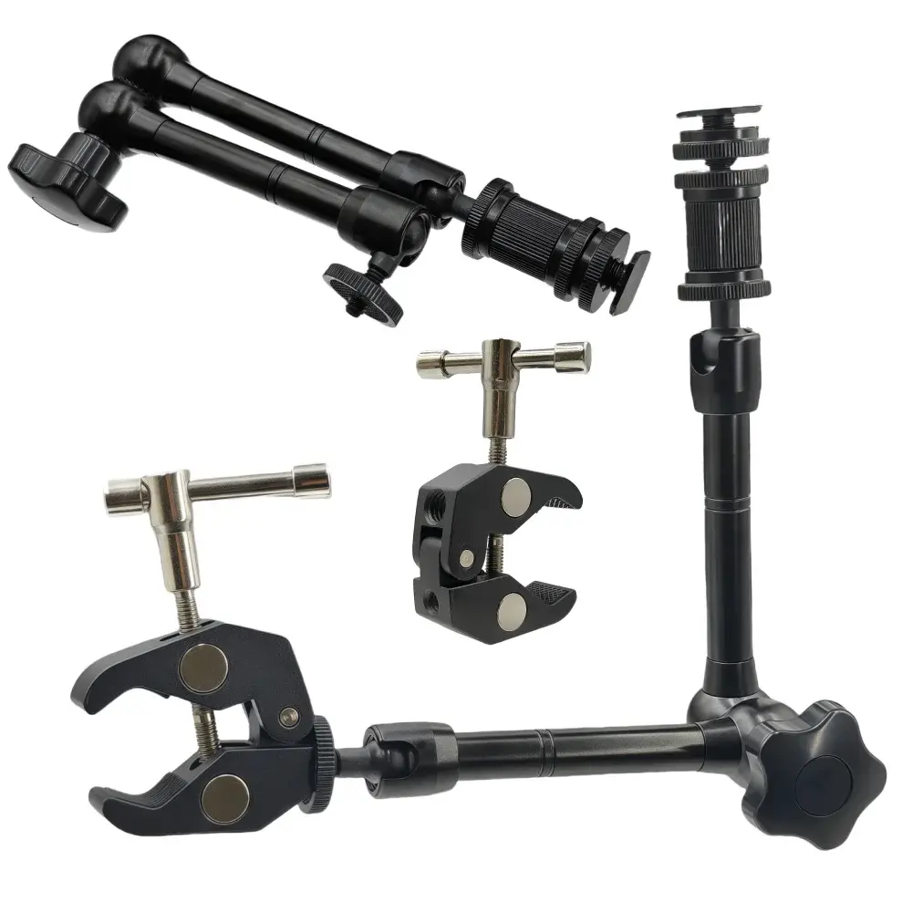 Braço mágico de metal 11 Polegada articulado com super braçadeira para várias câmeras de ação dslr monitor lcd luzes led acessório do telefone celular