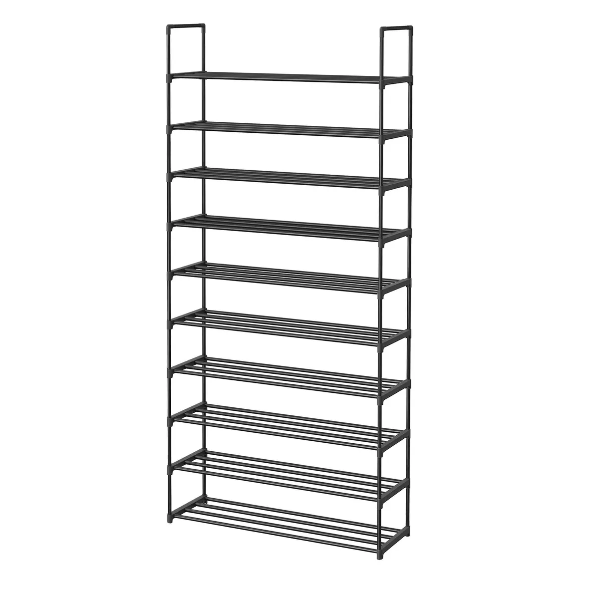 SONGMICS Estante para Sapatos com 10 Níveis, Armário Aberto Alto | Armazenamento em Metal, Econômica em Espaço, 30 x 94 x 206 cm, Preto, Coleção DEKY BRLSA10BKV1