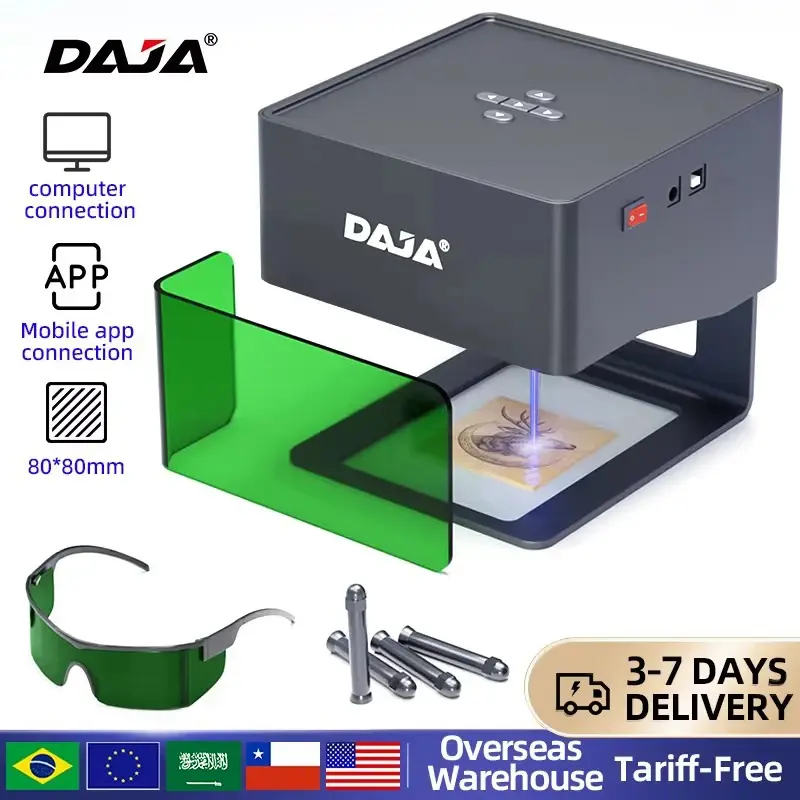 Daja dj6 gravador a laser mini portátil bluetooth diy corte máquina de gravura gravar marca madeira pintado metal acrílico vidro couro
