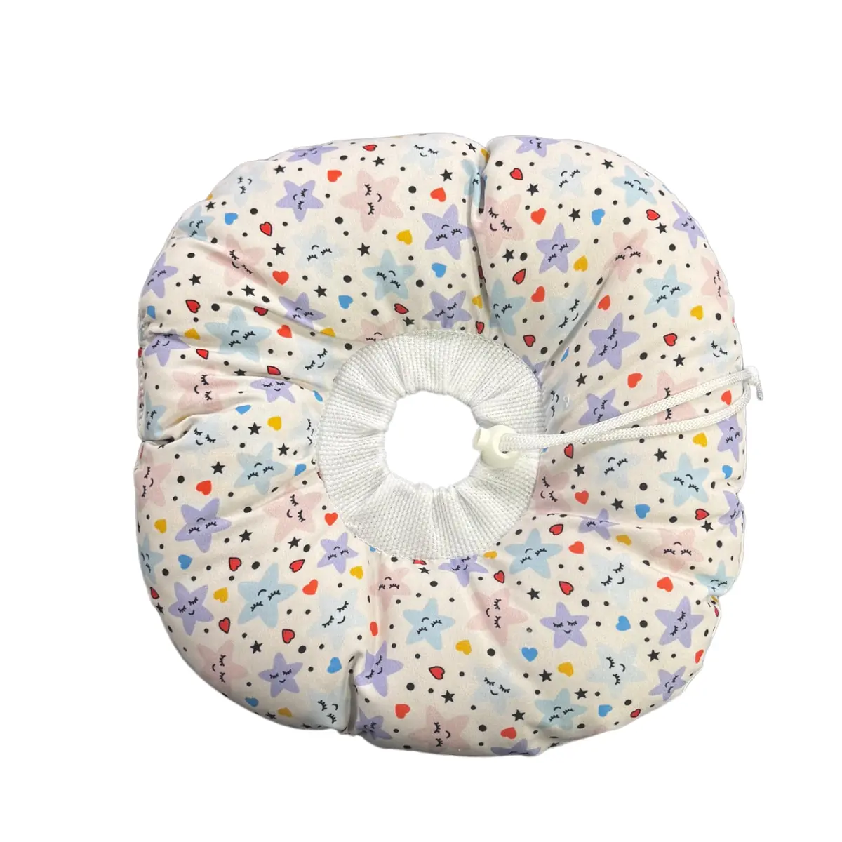 Colar Elizabetano Cães e Gatos PETYC Ajustável Confortável Pós-Cirúrgico Proteção Essencial (Branco - Estrela, P)