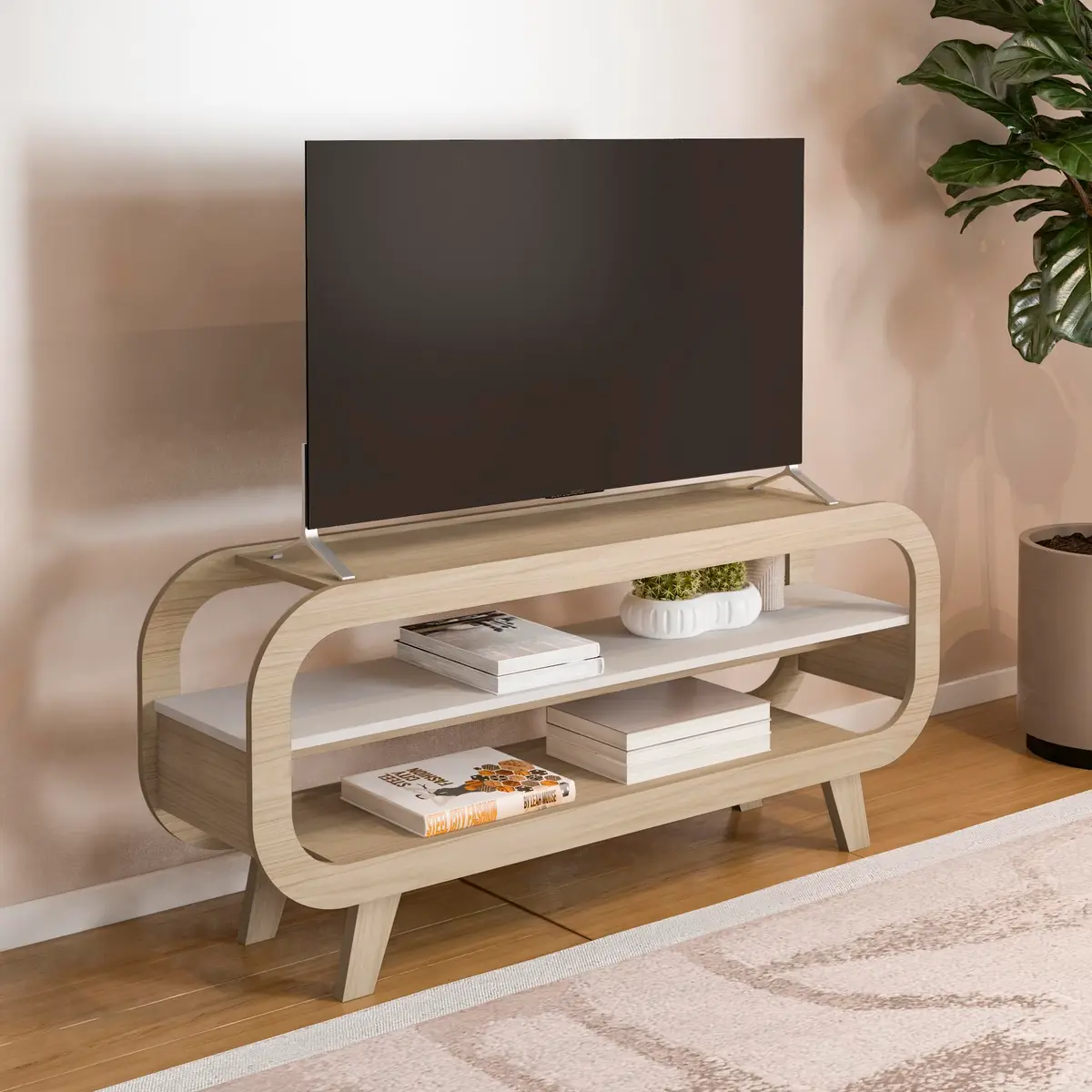 Artely Rack Theo para TV até 60", Naturale/Branco - 1
