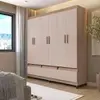 Guarda-Roupa Bartira Ilhéus com Cabideiro, 6 Portas de Bater, 3 Gavetas e 180cm de Largura - Avelã e Capuccino - 1