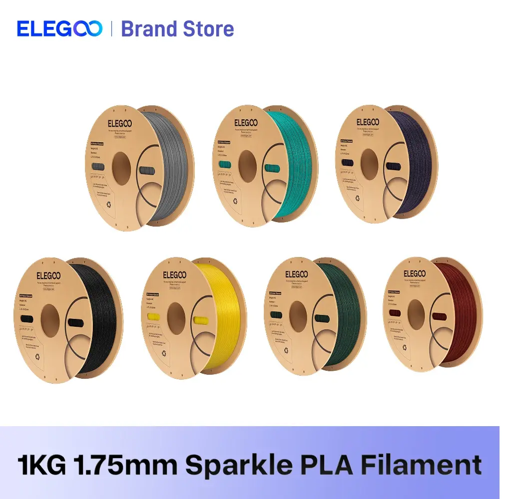Filamento ELEGOO PLA Sparkle 1.75mm Preto Turquesa 1KG, Filamento Brilhante para Impressora 3D com Precisão Dimensional de +/-0.02mm