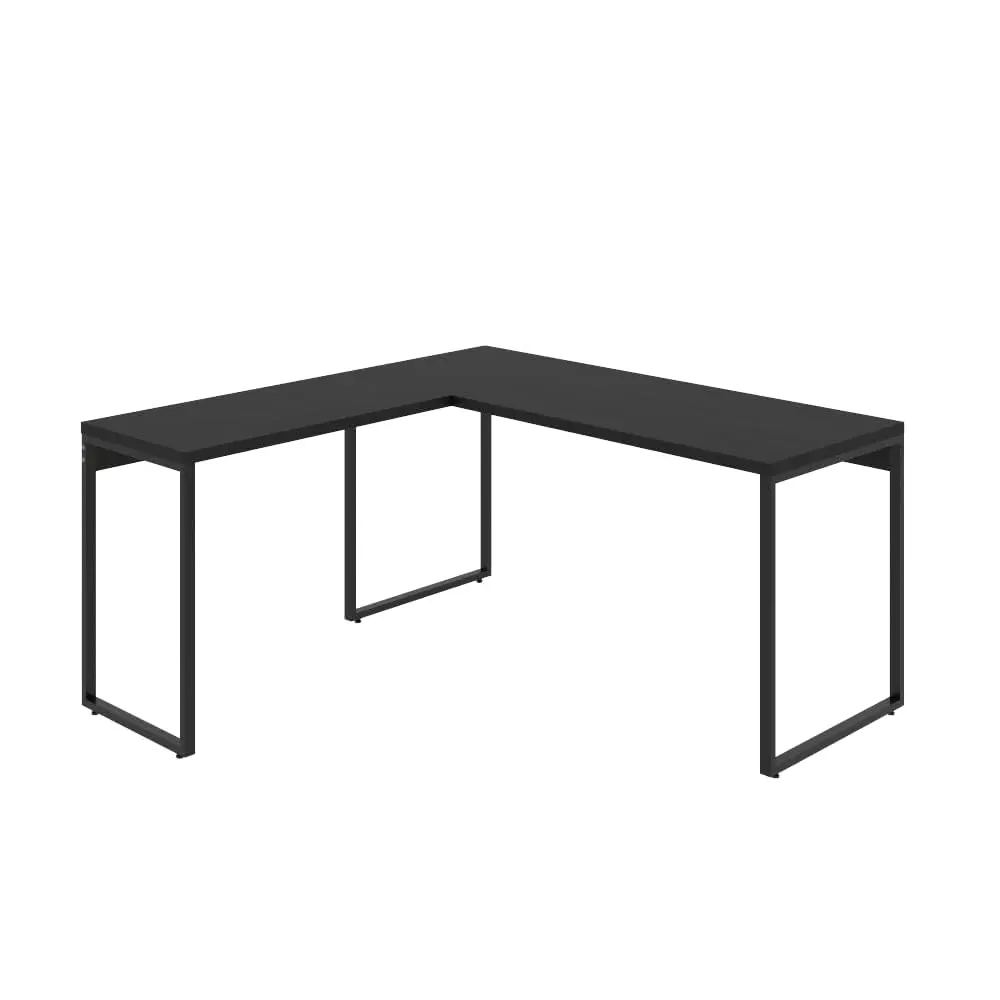 Mesa de Escritório em L Estilo Industrial 1,50mX1,50m Kuadra, Compace, Preto Ônix/Est.Preta - 1