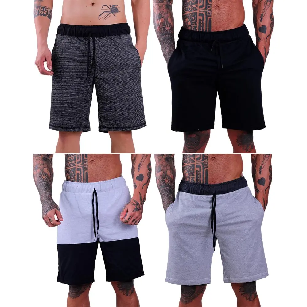 Kit 4 Bermudas Masculinas MXD Conceito Cores Discretas Básicas Casuais Para Treinos Musculação Academia