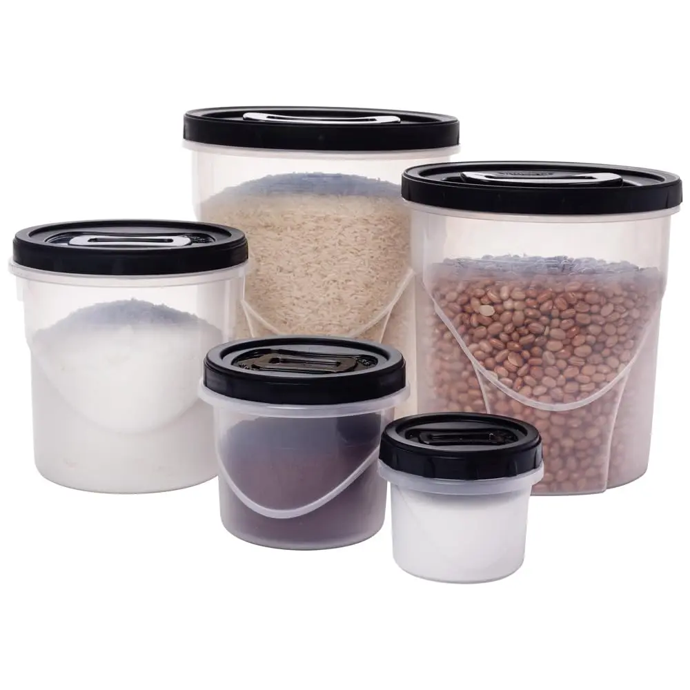 Plasútil Kit 5 Potes Porta Mantimentos de Plástico Clic Tampa Rosca - 1
