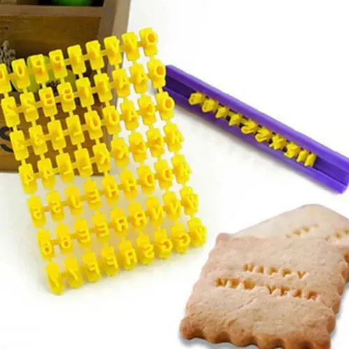 Carimbo Mini Marcador Numero Letra Pasta Americana Biscoito Cor Amarelo Numeros e Letras - 1