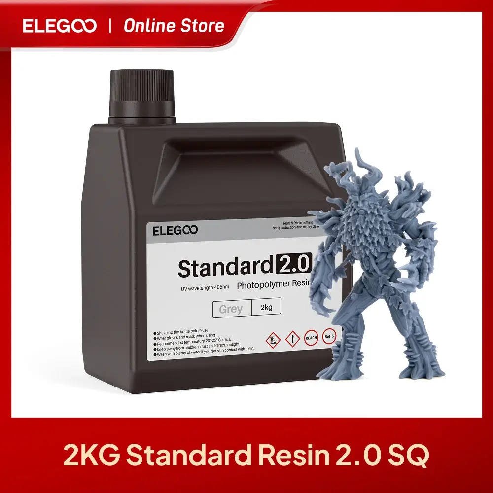 ELEGOO Resina Padrão de 2kg para Impressora 3D Translúcido Cinza Preto para Impressora 3D LCD para SATURN 4 ULTRA 16K - 1