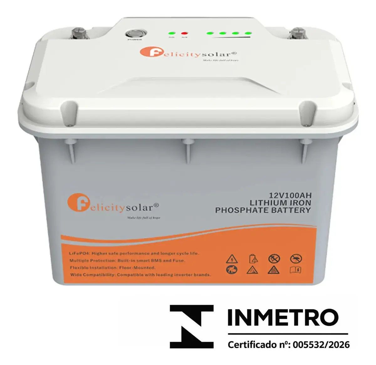 Bateria De Lítio 12.8V 100ah Lifepo4 Felicity Solar