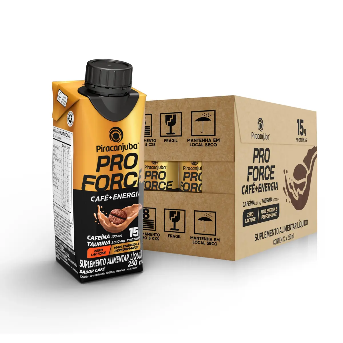 Piracanjuba ProForce 15g de Proteínas Zero Lactose Sabor Café - 12 Unidades de 250ml - 1