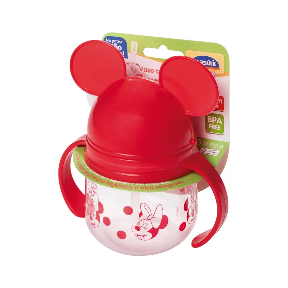 Caneca Treinamento com Canudo de Silicone Retrátil Minnie 260 ml Plasútil - 1