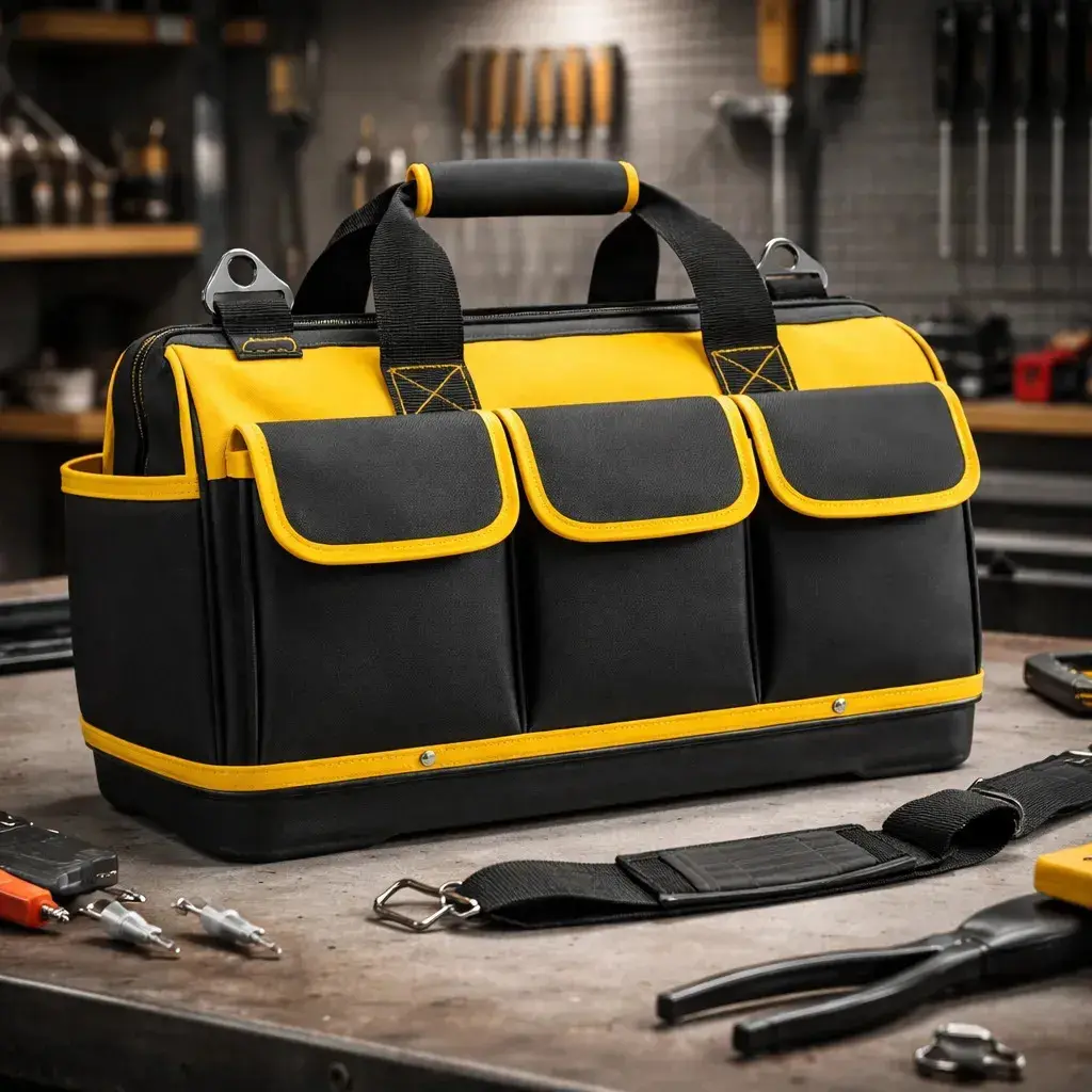 Bolsa Maleta De Ferramentas Grande 18 Polegadas Reforçada 16 Bolsos Para Eletricista E Profissionais - Fundo Firme Em Borracha Travunker - 1