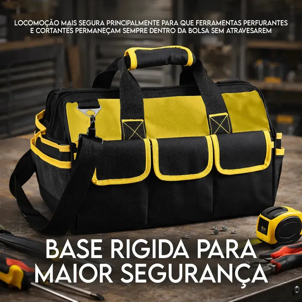 Bolsa Maleta De Ferramentas Grande 18 Polegadas Reforçada 16 Bolsos Para Eletricista E Profissionais - Fundo Firme Em Borracha Travunker thumbnail 6