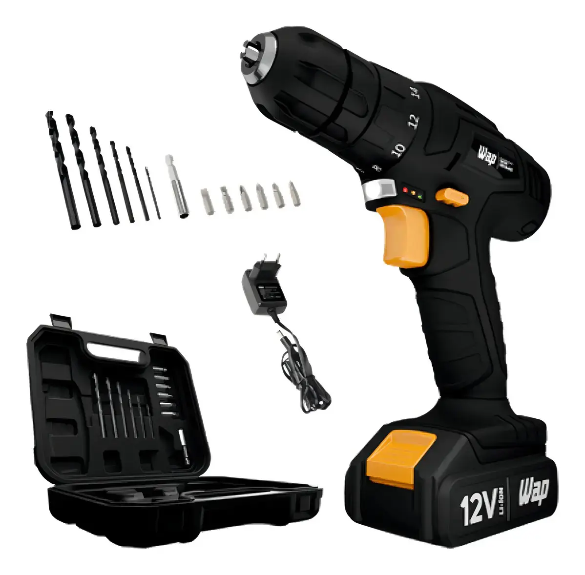 Furadeira Parafusadeira Bateria 12V Kit WAP BPF 12K3 BLACK - 1
