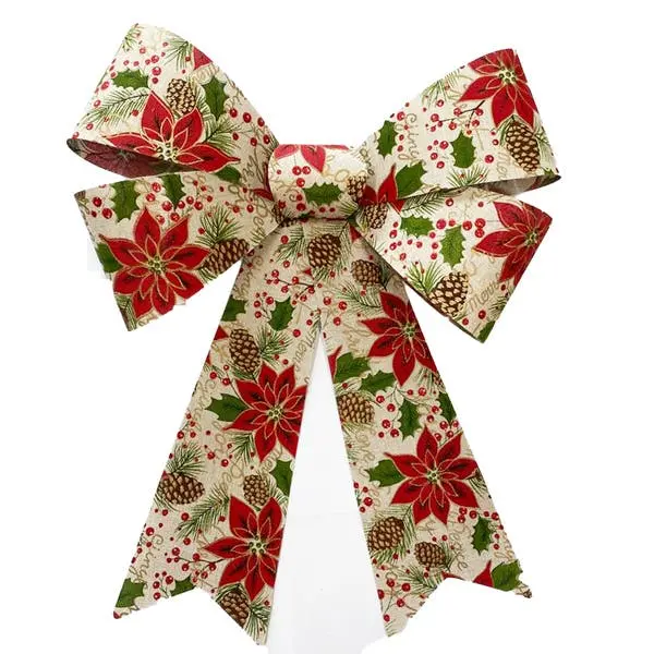 Laço Enfeite De Natal Estampado Pinhas 30x45cm - 1