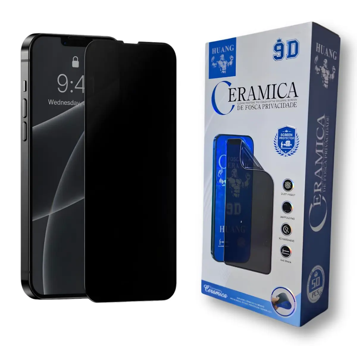 Película Cerâmica Privacidade Fosca Anti Espião Anti Spy Apple para iPhone (iPhone 16 Pro)