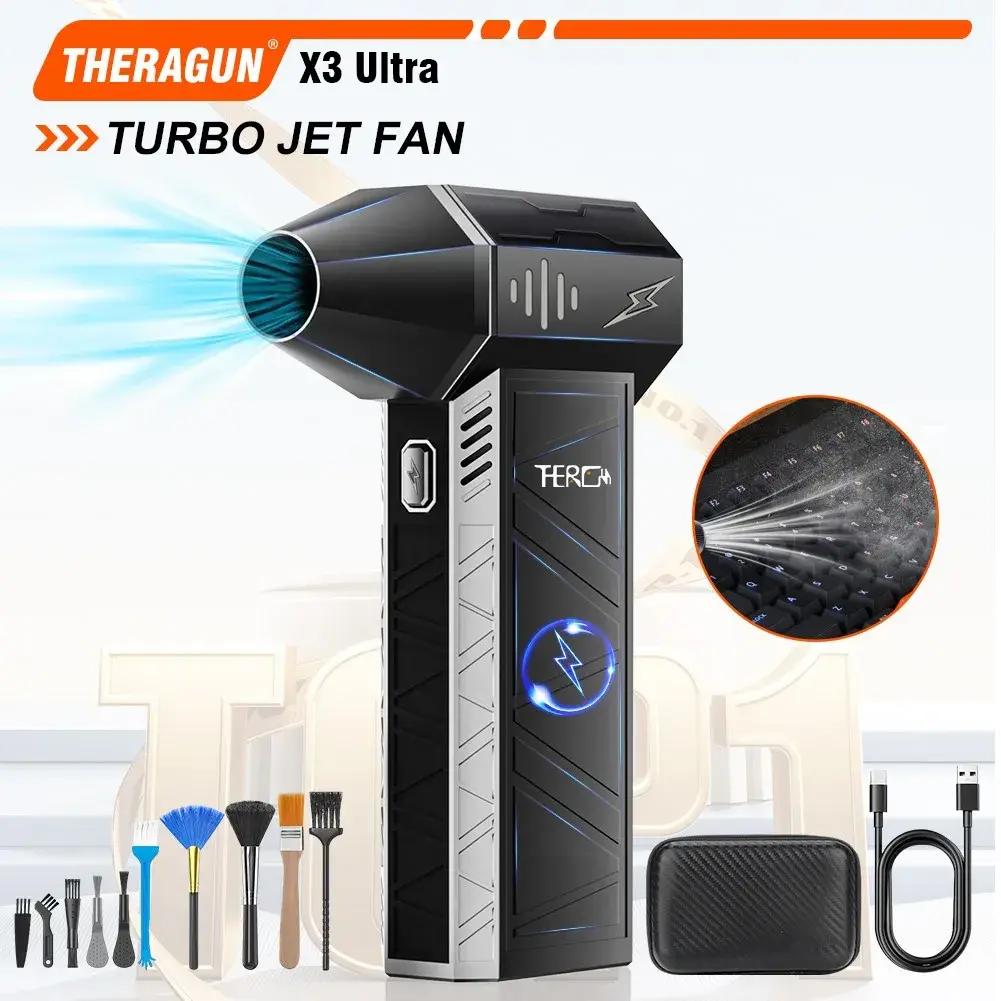 Ventilador Turbo X3Ultra Atualizado, Mini Portátil com 180.000 RPM, Poderoso Soprador de Ar Comprimido para Secagem de Carros/PC/Limpeza Doméstica - 1