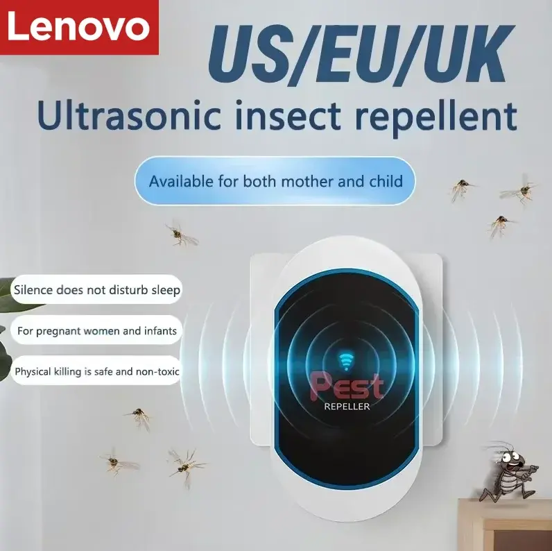 Repelente Ultrassônico de Pragas Lenovo Atualizado, Plug-in, Ecológico, Silencioso e Seguro para Crianças e Animais de Estimação - 1