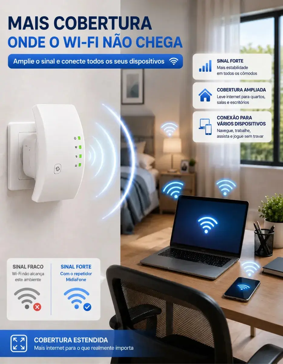 Repetidor Sinal Wifi 1800mbps Amplificador Sem Fio Turbo Porta Ethernet Cobertura Estendida Casa Escritorio Configuracao Facil Compativel Roteador Wireless Cor Branco Gigabit Alta Midiafone thumbnail 5