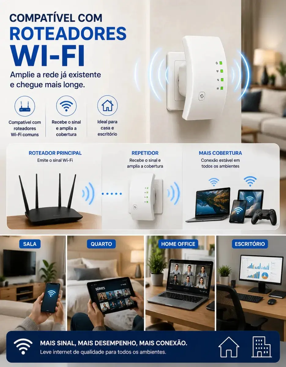 Repetidor Sinal Wifi 1800mbps Amplificador Sem Fio Turbo Porta Ethernet Cobertura Estendida Casa Escritorio Configuracao Facil Compativel Roteador Wireless Cor Branco Gigabit Alta Midiafone thumbnail 6